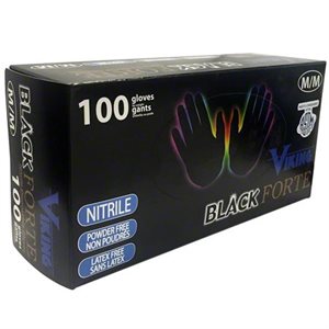 VIKING BLACK NITRILE GLOVES 5ML LARGE (100)